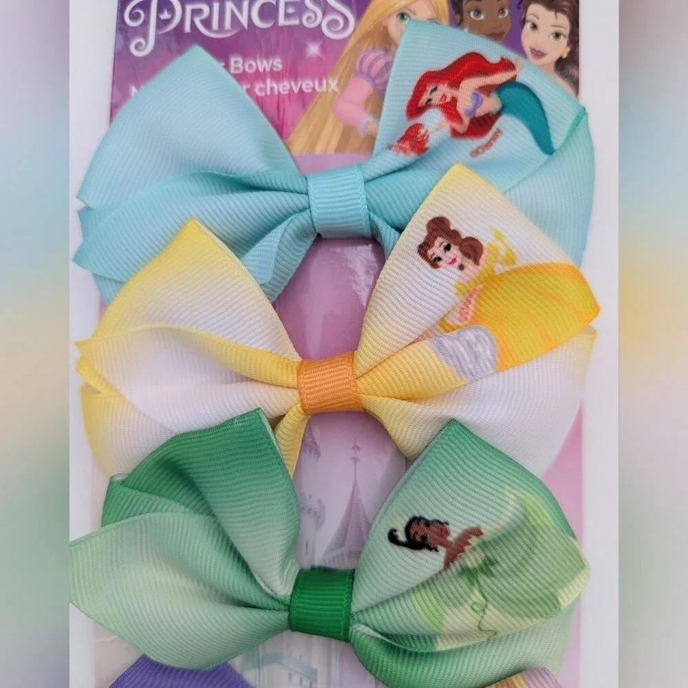 NWT 7 Colorful Disney Princess Hair Bow Clips